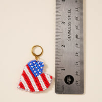 USA Heart Seed Beaded Earrings