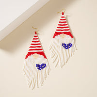 USA Bearded Gnome Seed Beaded Earrings