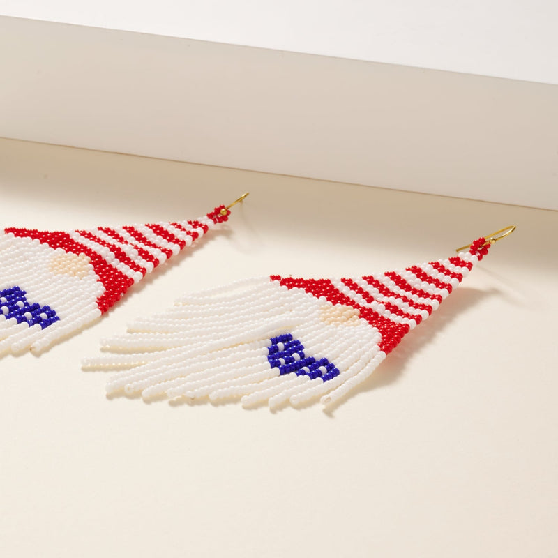 USA Bearded Gnome Seed Beaded Earrings