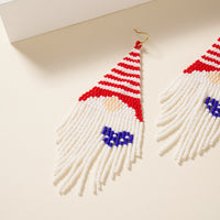 USA Bearded Gnome Seed Beaded Earrings