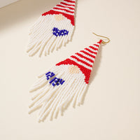 USA Bearded Gnome Seed Beaded Earrings