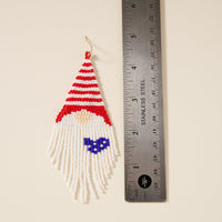 USA Bearded Gnome Seed Beaded Earrings