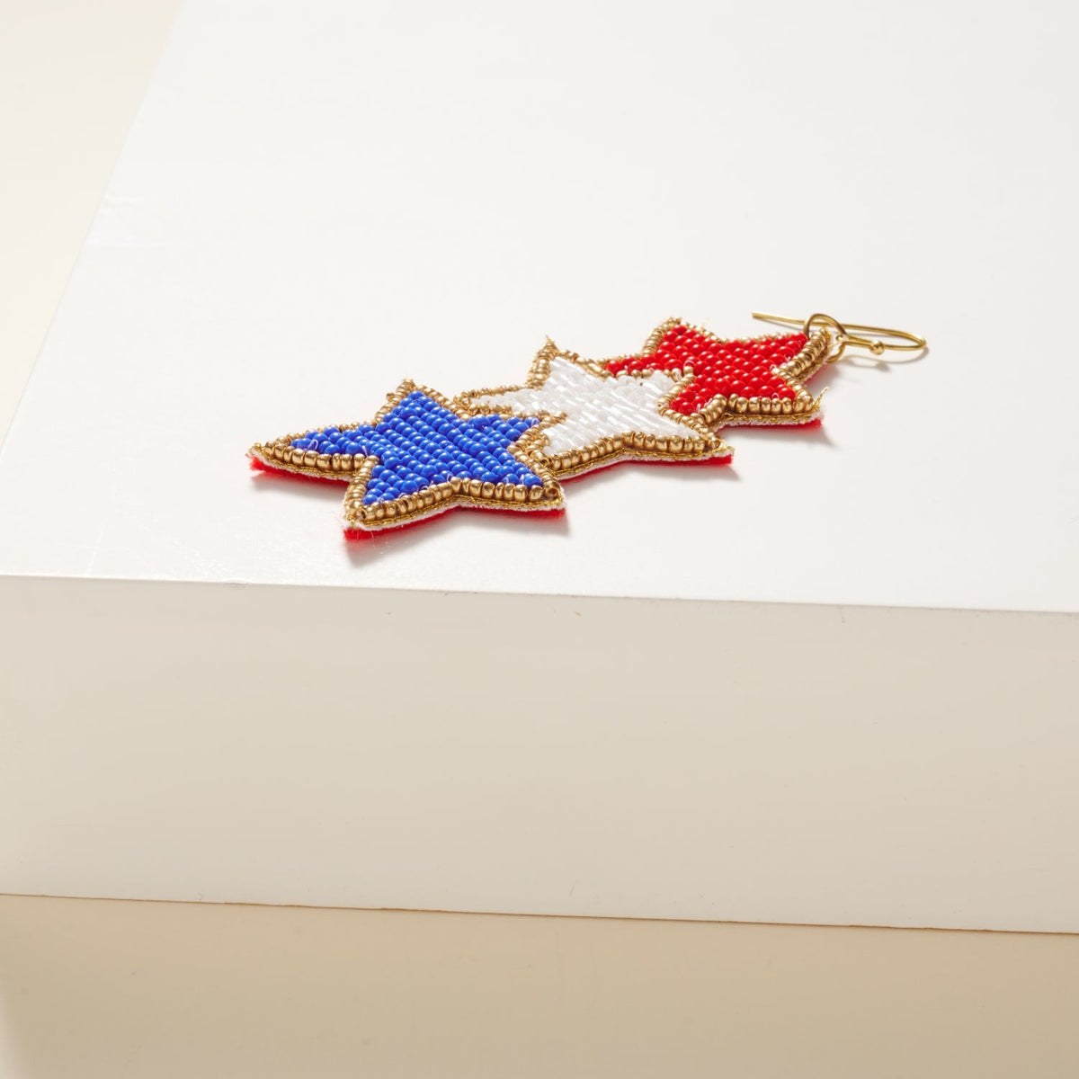 USA Linked Stars Seed Beaded Earrings