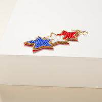 USA Linked Stars Seed Beaded Earrings