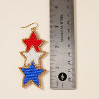 USA Linked Stars Seed Beaded Earrings
