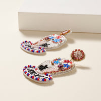 USA Flamerica Hat Seed Beaded Earrings