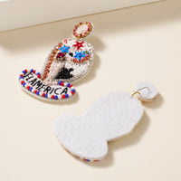 USA Flamerica Hat Seed Beaded Earrings