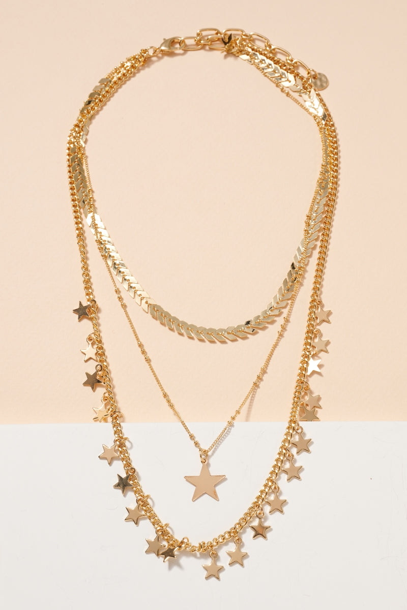 Star Charms Multi Layered Necklace