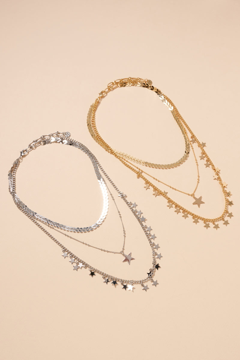Star Charms Multi Layered Necklace