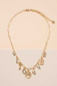 L-O-V-E Coin Charms Short Necklace