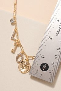 L-O-V-E Coin Charms Short Necklace